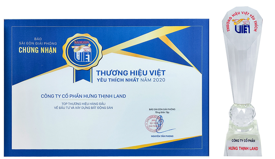 Hưng Thịnh Land đón nhận giải thưởng “Thương hiệu Việt yêu thích nhất 2020”